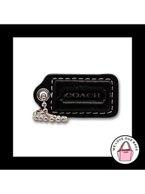 1.5" Small COACH Espresso Brown Leather Nickel Fob Bag Charm Keychain Hang Tag